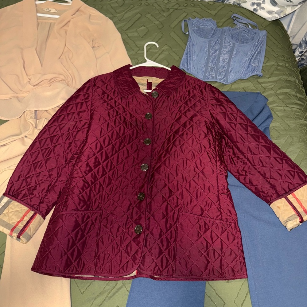 Burberry Burgundy Quilted Jacket